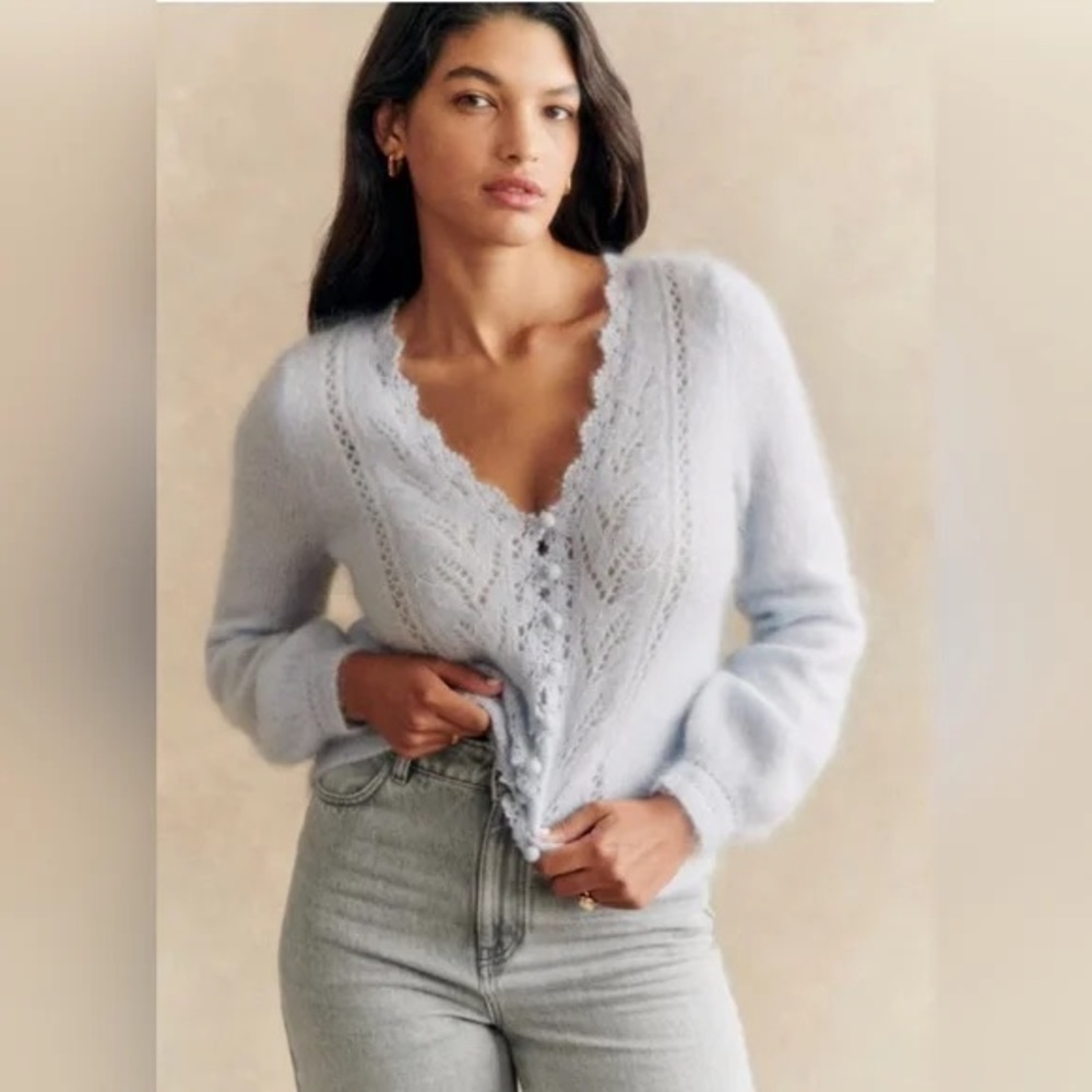 NWT Sezane Angelo cardigan in sky blue